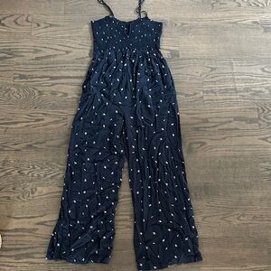 Knot Sisters Dark Blue Floral Jumpsuit - IT HAS POCKETS!